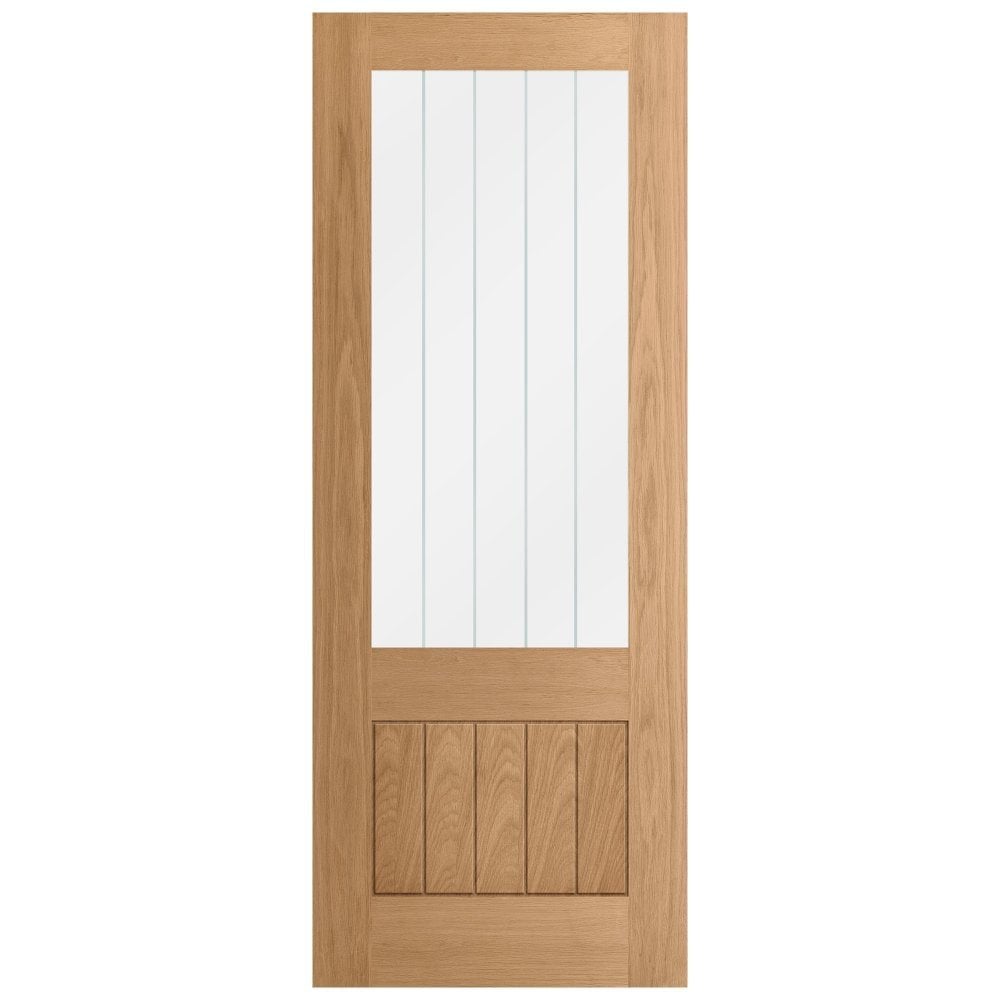 L Baxters Solid Oak Core With Glass 2/3rd Vision Panel Internal Door (Including Fitting)