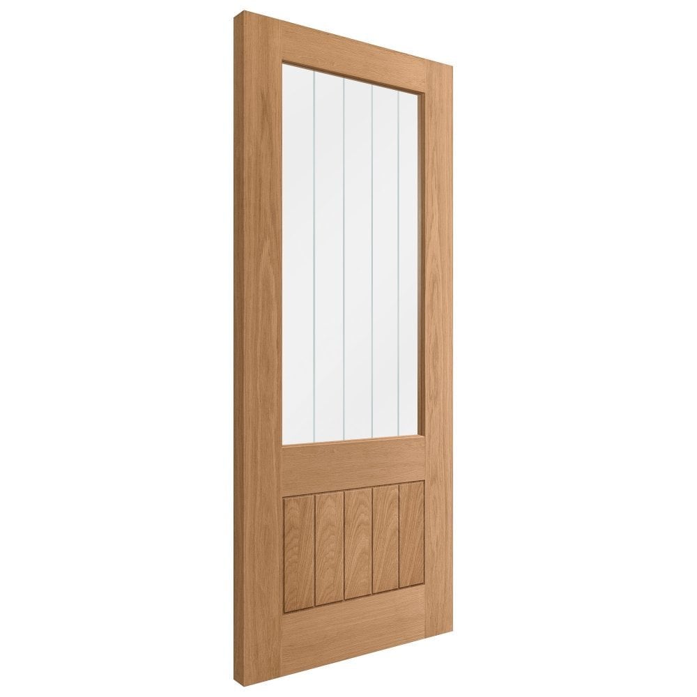 L Baxters Solid Oak Core With Glass 2/3rd Vision Panel Internal Door (Including Fitting)