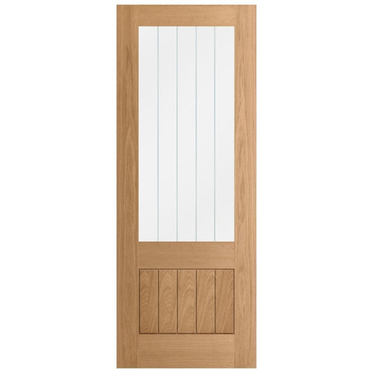 L Baxters Solid Oak Core With Glass 2/3rd Vision Panel Internal Door (Including Fitting)
